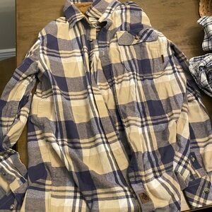 Legendary Whitetails Men's Casual Plaid Shirt in Blue and Tan